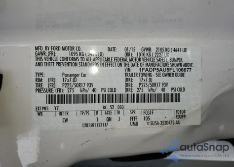 2015 Ford C-Max Se from USA, damaged, VIN 1FADP5AU5FL106677